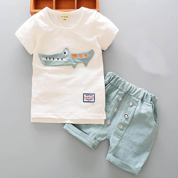 1 set kids boys Summer outfits 1-3 years boys Toddler kids baby boys outfits cotton Tee+Shorts Pants clothes Set cool cartoon